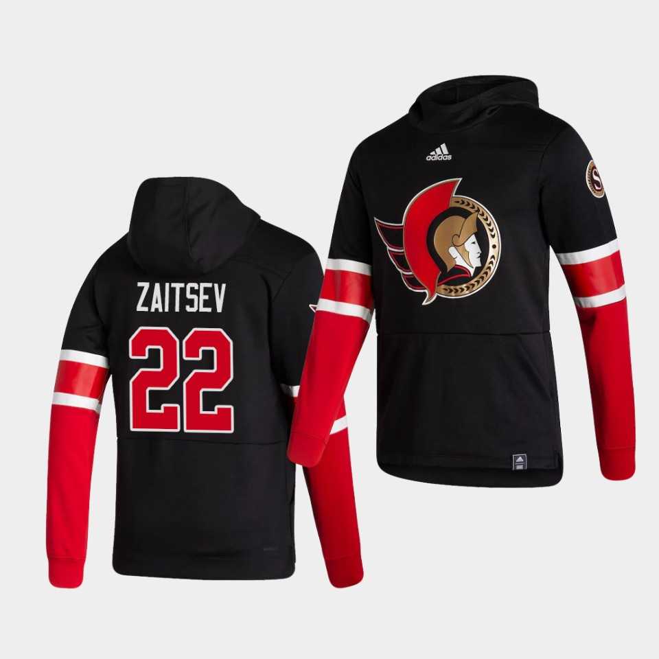 Men Ottawa Senators 22 Zaitsev Black NHL 2021 Adidas Pullover Hoodie Jersey